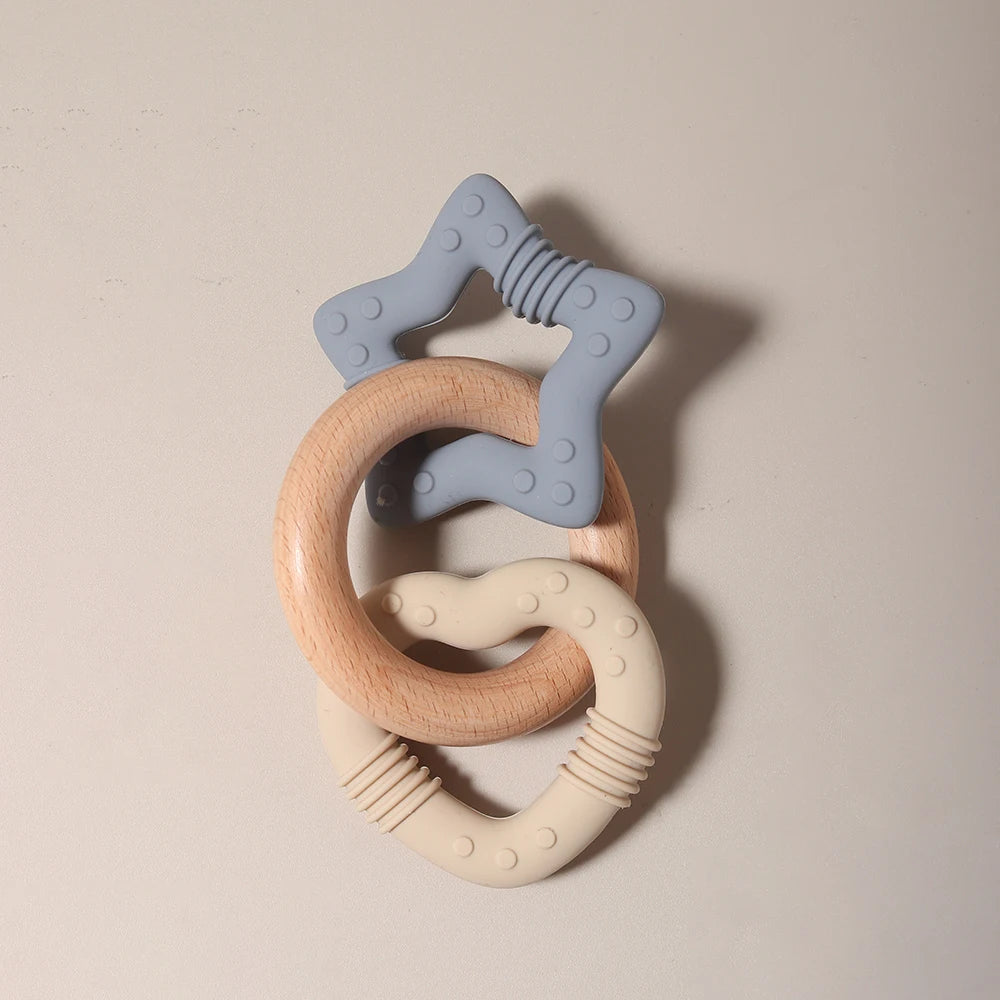 Heart Teether with Wooden Ring