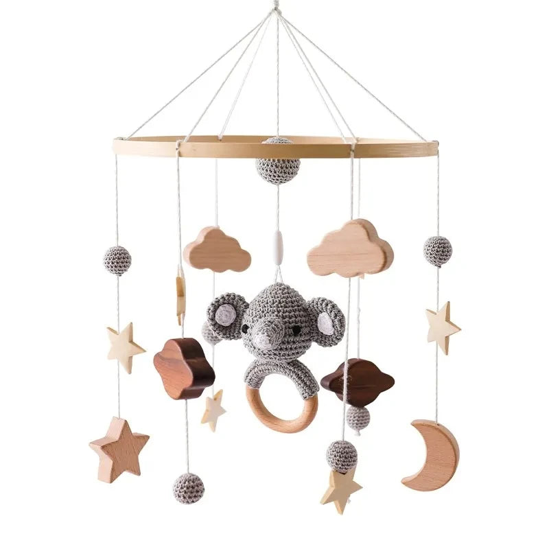 Baby Rattle Toy & Wooden Mobile Bed Bell