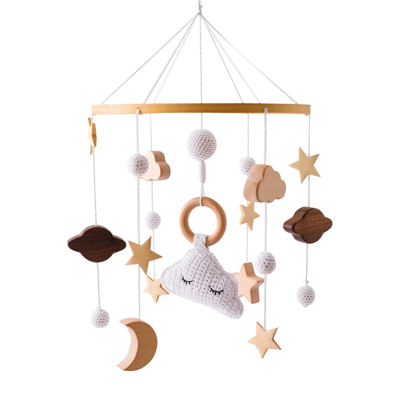 Baby Crib Mobile Wooden Bed Bell