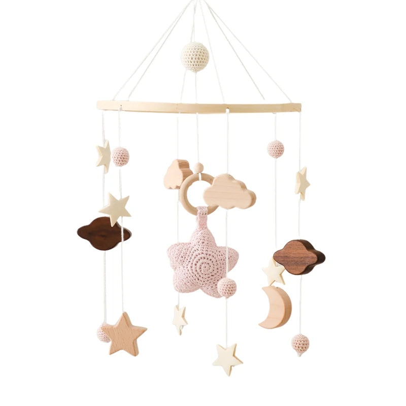 Baby Crib Mobile Wooden Bed Bell