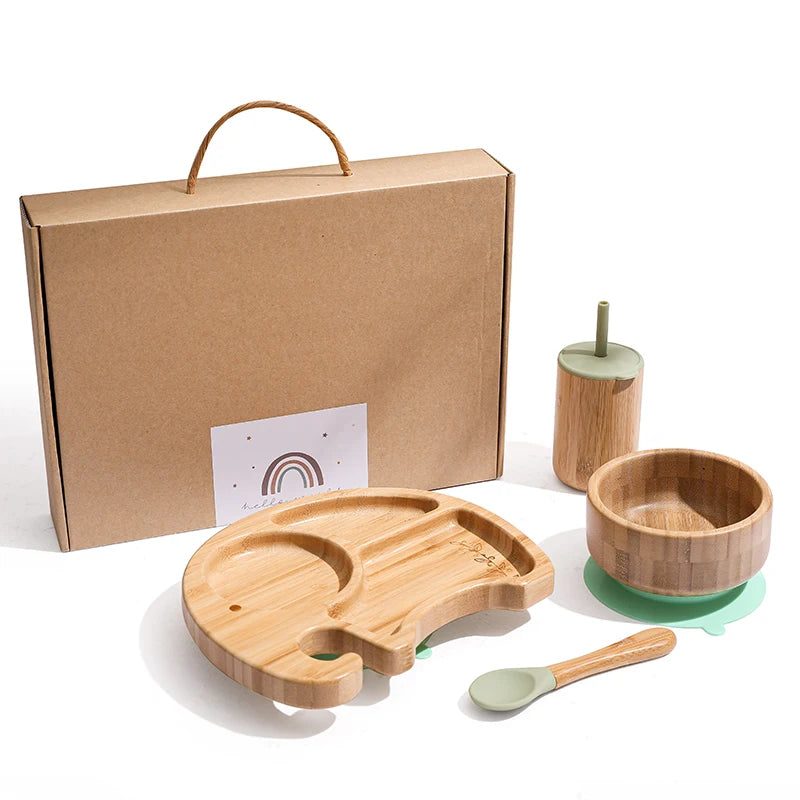 4-Piece Bamboo Baby Dinnerware Set