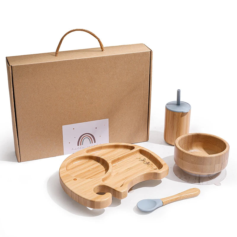 4-Piece Bamboo Baby Dinnerware Set