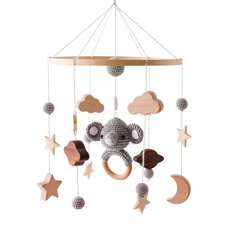 Baby Crib Mobile Wooden Bed Bell