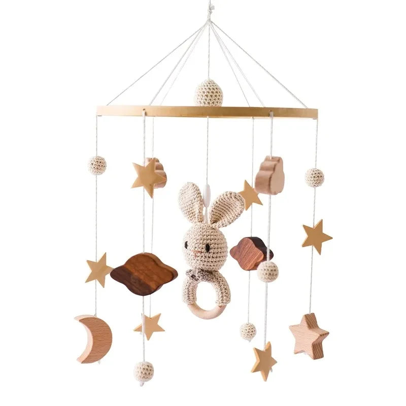 Baby Rattle Toy & Wooden Mobile Bed Bell